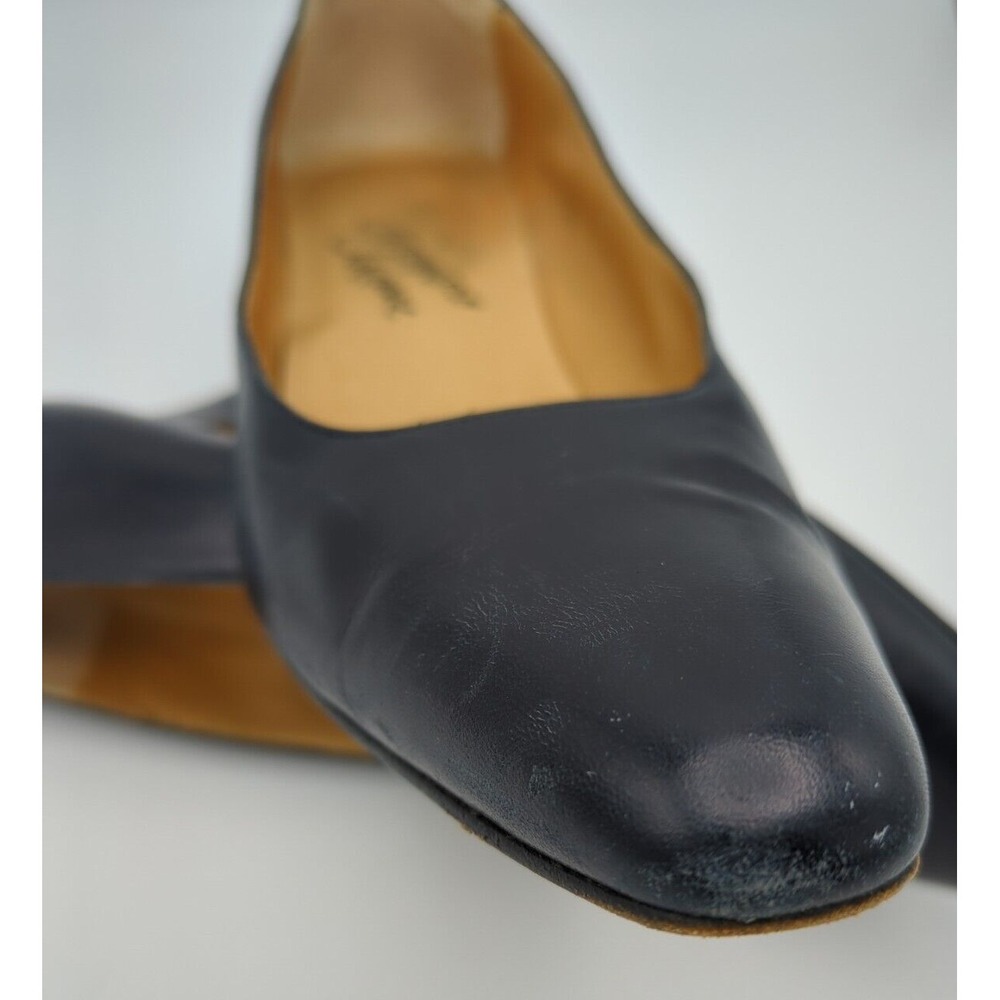 Vtg‎ Rosina Ferragamo Schiavone Block Heeled Pumps Navy Blue Leather Womens 7.5 - Picture 11 of 16